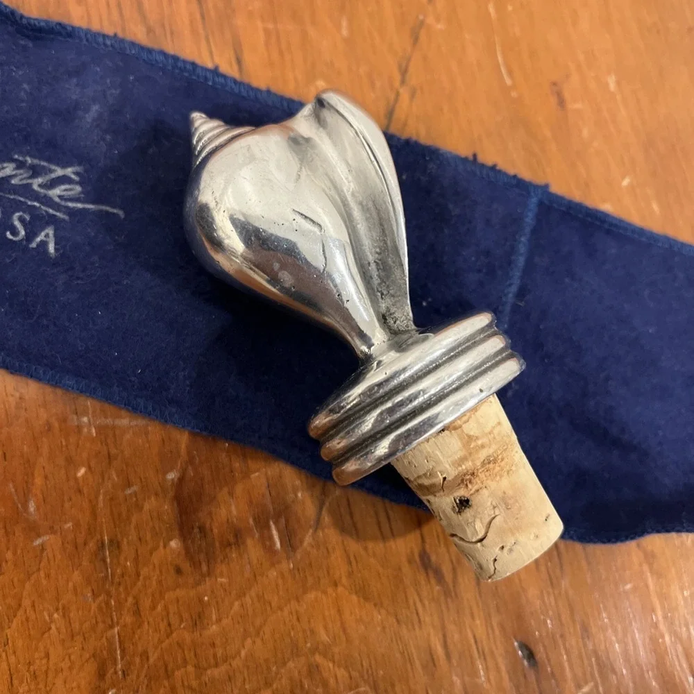 Mariposa Sea Shell Seashell Wine Bottle Stopper Recycled Aluminum Beach‎ Cork